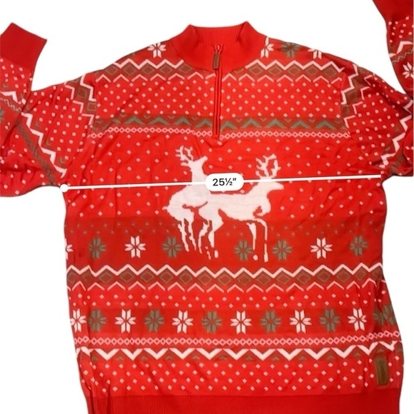 Tipsy Elves Men’s Christmas Reindeer Fair Isle Sweater Red 3XL - Picture 9 of 11